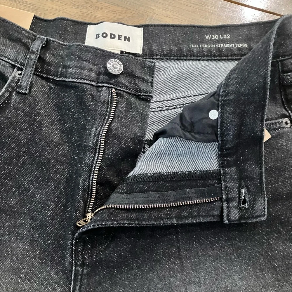 Boden Womens Size 30 High Waisted Full Length Black Straight Leg Jeans Cuffed - Picture 7 of 13